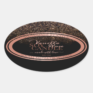 Classy Black Product Packaging Labels Rose Gold