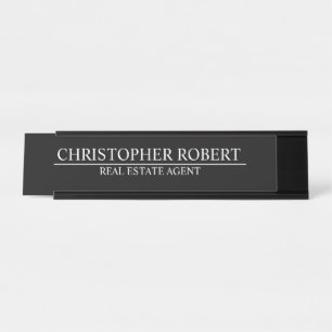 Classy Black Real Estate Desk Name Plate