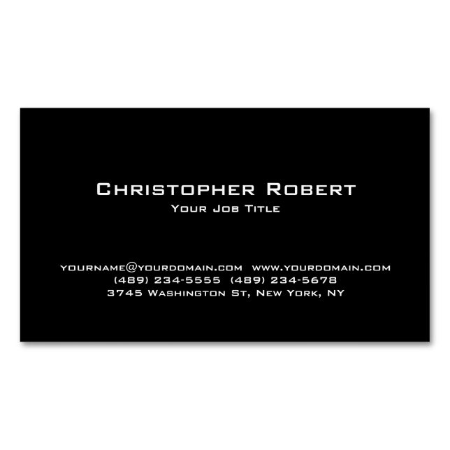 Classy Black Real Estate Magnetic Business Card (Front)