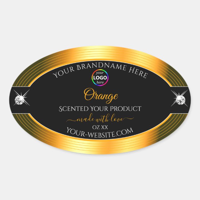 Classy Black Shiny Orange with Logo Product Label (Front)