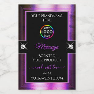 Classy Black Shiny Purple with Logo Product Label