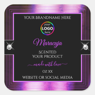 Classy Black Shiny Purple with Logo Product Label