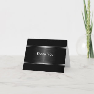 Classy Black Silver Business Thank You Card
