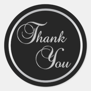Classy Black Silver Thank You Envelope Seals