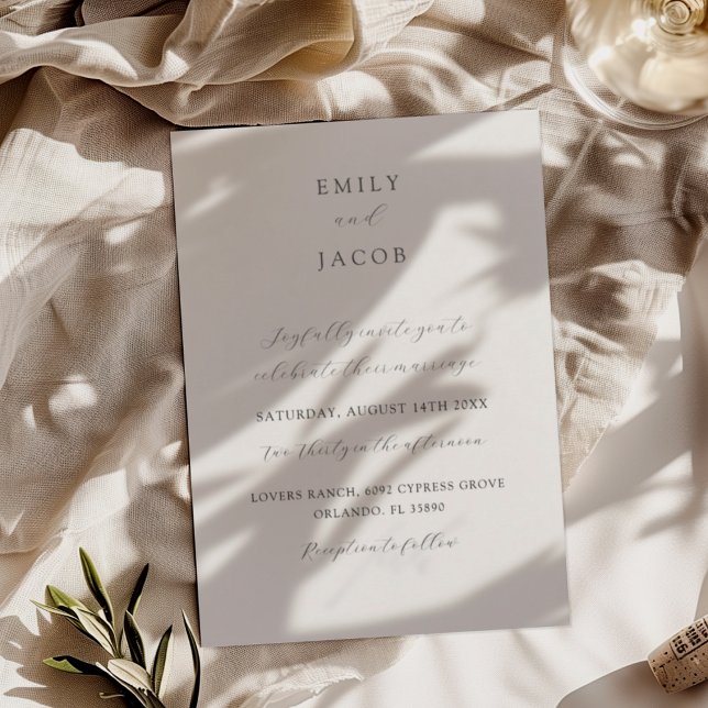 Classy Black & White Calligraphy Wedding Invitation (Creator Uploaded)