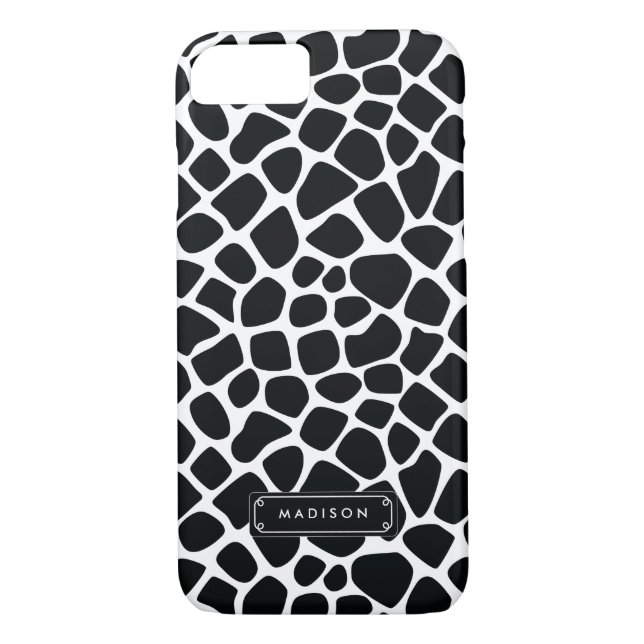Classy Black White Giraffe Print Personalised Case-Mate iPhone Case (Back)