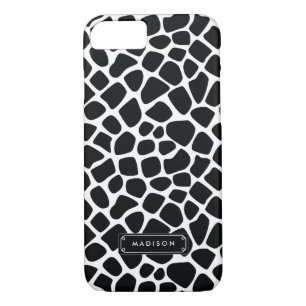 Classy Black White Giraffe Print Personalized iPhone 8/7 Case
