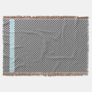 Classy black white houndstooth pattern monogram throw blanket