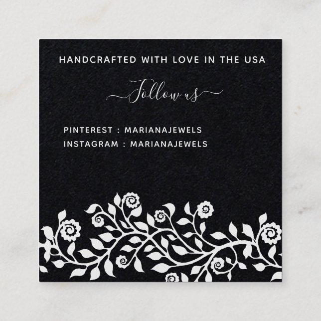    Classy Black White Large Earrings Display Cards (Back)