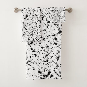 Classy Black White Marble Terrazzo Bath Towel Set