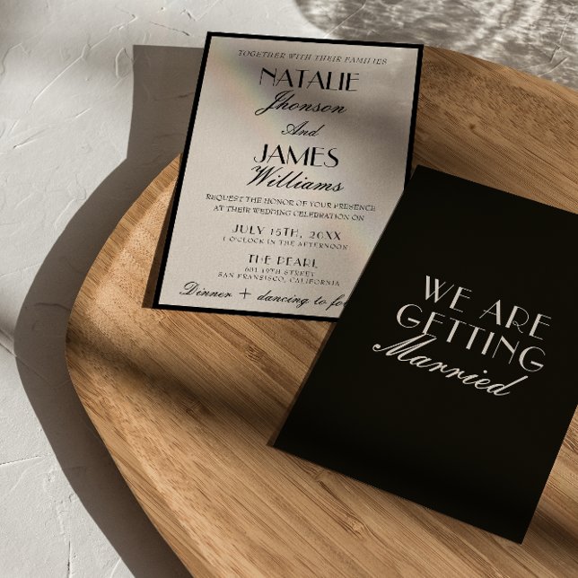 Classy Black White Old Money Luxury Fancy Wedding Invitation (Creator Uploaded)