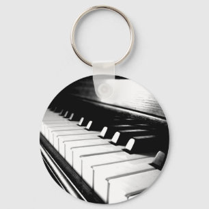 Classy Black & White Piano Photography Key Ring