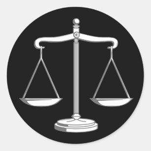 Classy Black & White Scales of Justice   Law Gifts Classic Round Sticker