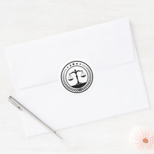 Classy Black & White Scales of Justice Law Gifts Classic Round Sticker