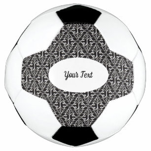 Classy Black White Scrolled Damask Pattern Football