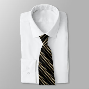 Classy Black White Sepia Striped Pattern Tie