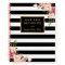 Classy Black White Stripes Floral Personal Notes