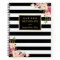 Classy Black White Stripes Floral Personal Notes