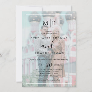 Classy Black & White Vellum Effect Photo Wedding Invitation