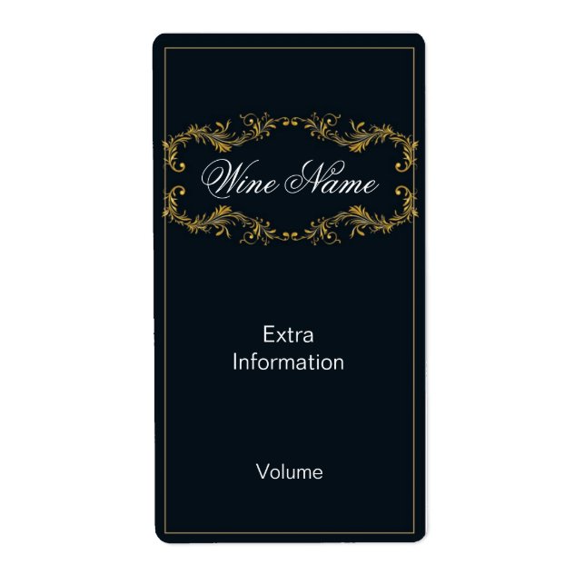 Classy Black Wine Label (Front)