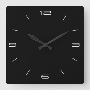 Classy Black with White Numerals> Square Clocks