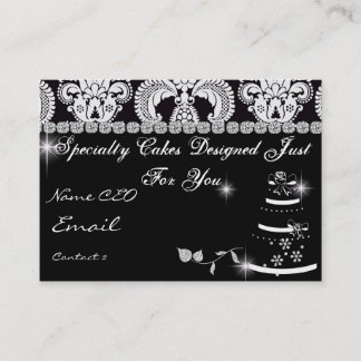 Classy Bling BAKERY Business Card Damask Design