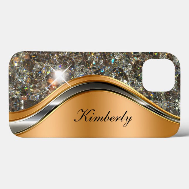 Classy Bling Monogram Glitzy Case-Mate iPhone Case (Back (Horizontal))