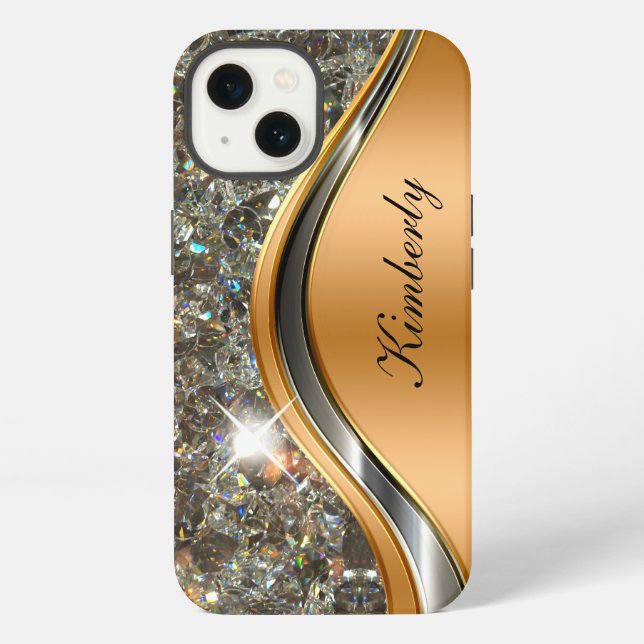 Classy Bling Monogram Glitzy iPhone Case (Back)