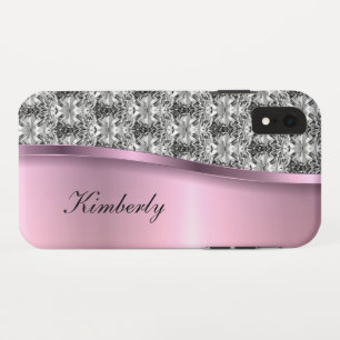 Classy Bling Monogram Rose Gold Design iPhone XR Case