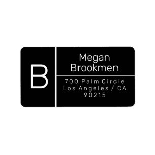 Classy Blk & White Design/DIY NameAddress Monogram Label