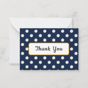Classy Blue and Gold with White Daisy Overlay Card