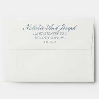 Classy Blue And White Old Money Retro Wedding Envelope