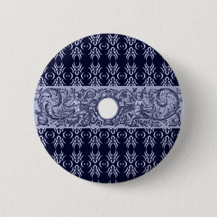 Classy Blue Baroque Pattern by LeahG - cherubs 6 Cm Round Badge