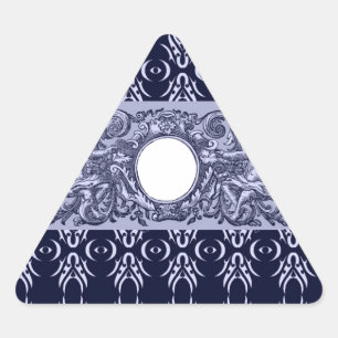 Classy Blue Baroque Pattern by LeahG - cherubs Triangle Sticker