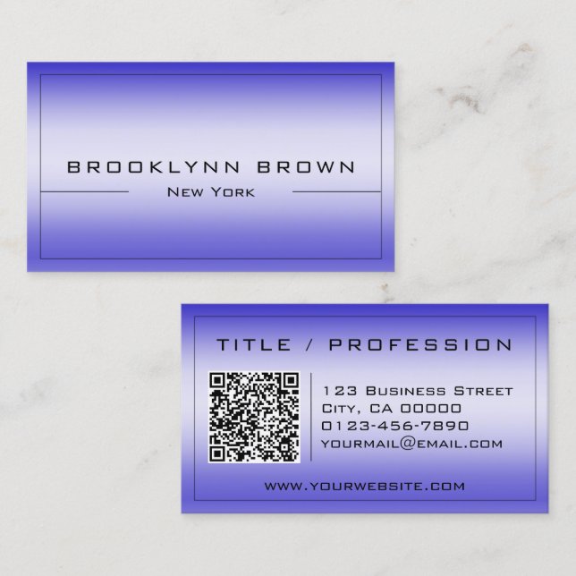 Classy Blue Colour Gradient with QR Code Stylish Business Card (Front/Back)