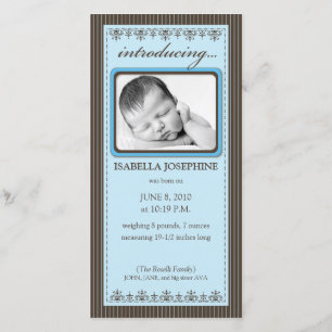 Classy Blue Customised Birth Announcement