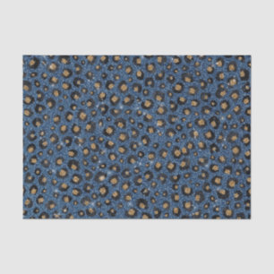 Classy Blue Glitter Black Gold Leopard Print Tissue Paper