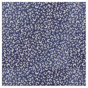 Classy Blue Silver Glitter Leopard Animal Print Fabric
