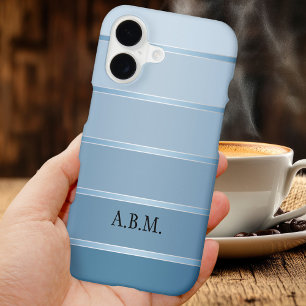 Classy Blue Silver Striped Phone Case