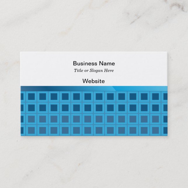 Classy Blue Square Pattern Business Card (Front)