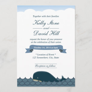 Classy Blue Whale & Sea Wedding Invitations