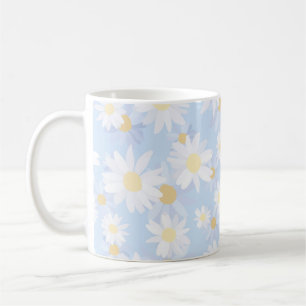Classy Blue White Daisy Flowers Coffee Mug