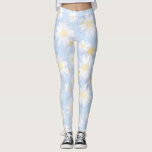 Classy Blue White Daisy Flowers Leggings<br><div class="desc">This botanical daisy blooms floral nature hand painting,  chic blossom beauty botanic flowery design brings happiness and beauty to special events or elegant home decor. A unique girly white daisy flower painting,  hand-drawn daisies dusty blue garden illustration.</div>