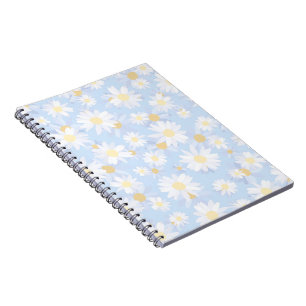 Classy Blue White Daisy Flowers Notebook