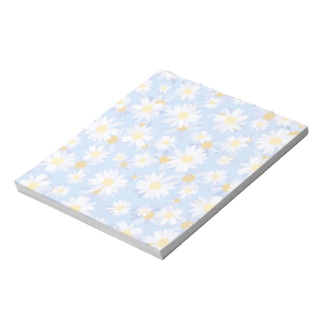Classy Blue White Daisy Flowers Notepad (Rotated)