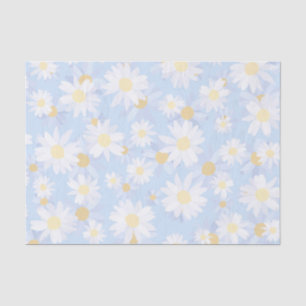 Classy Blue White Daisy Flowers Tissue Paper