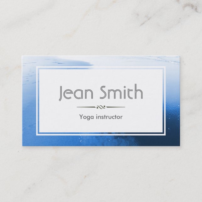 Classy Blue Yoga instructor Business Card (Front)