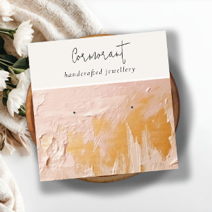 Classy Blush Gold Oil Paint Texture Earring Holder Square Business Card
