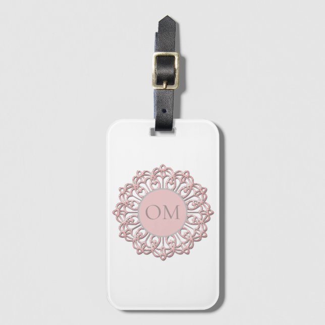 Classy  Blush Pink Mandala OM     Luggage Tag (Front Vertical)