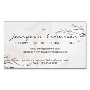 Classy Boho Chic Watercolor Magnetic Business Card
